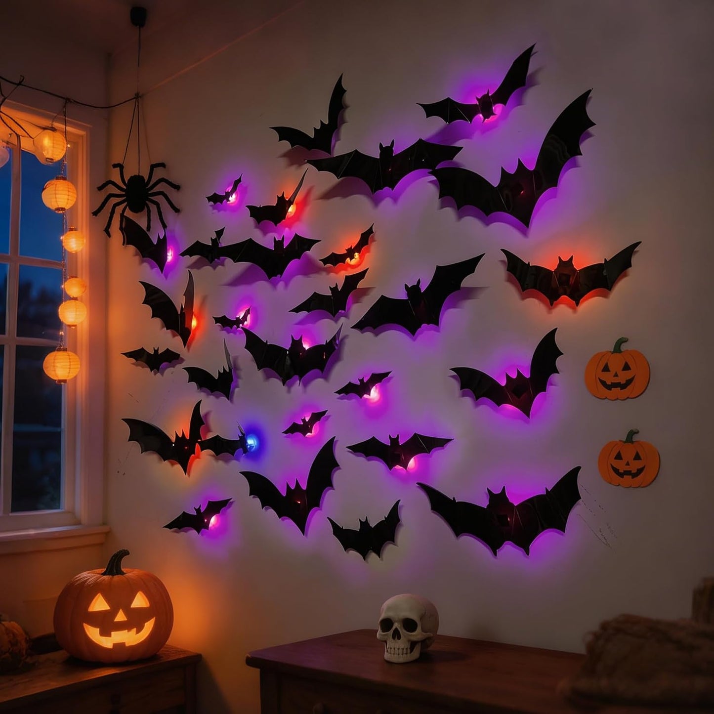 LED Halloween Bats Wall Decor