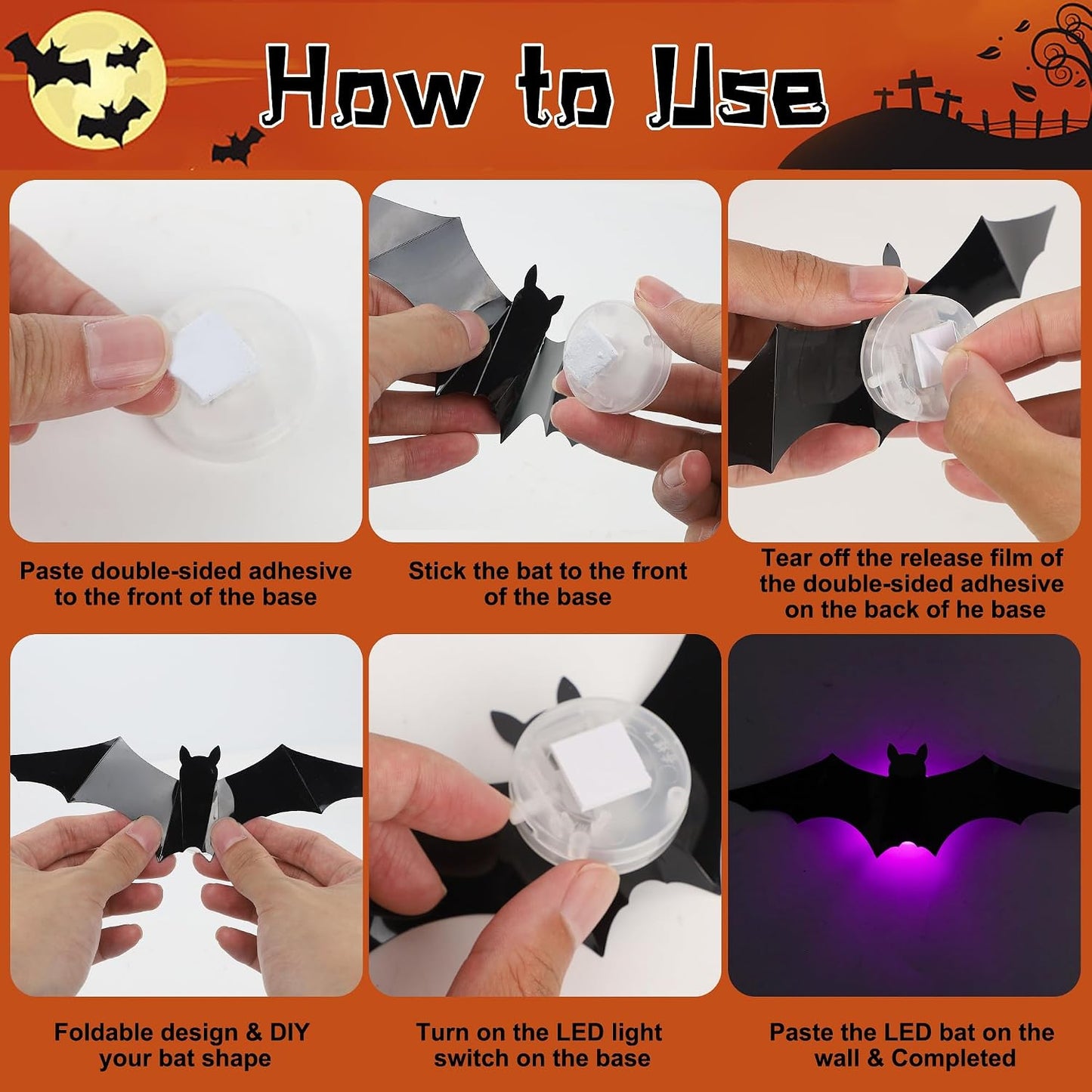 LED Halloween Bats Wall Decor
