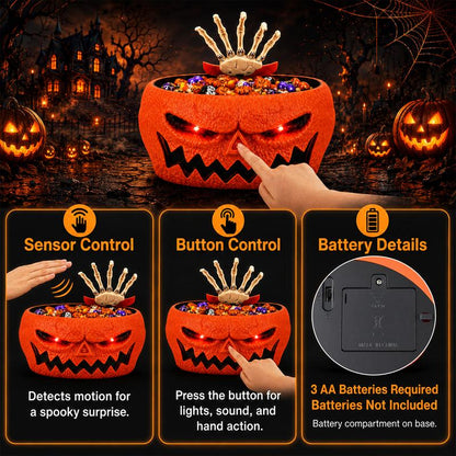 Halloween Animated Pumpkin Candy Bowl
