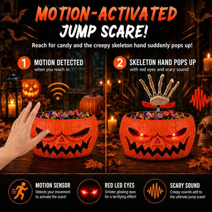 Halloween Animated Pumpkin Candy Bowl