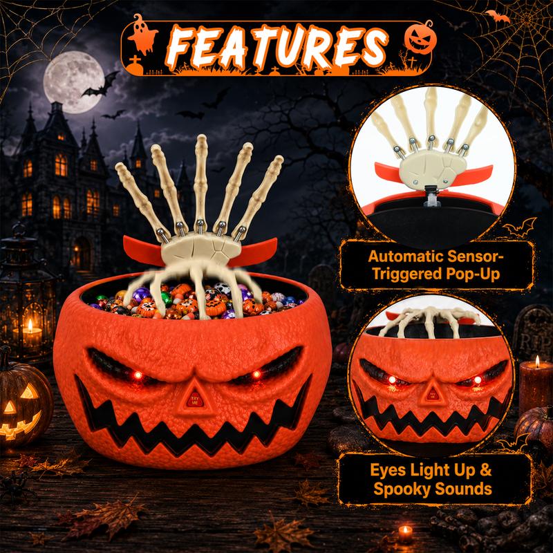 Halloween Animated Pumpkin Candy Bowl