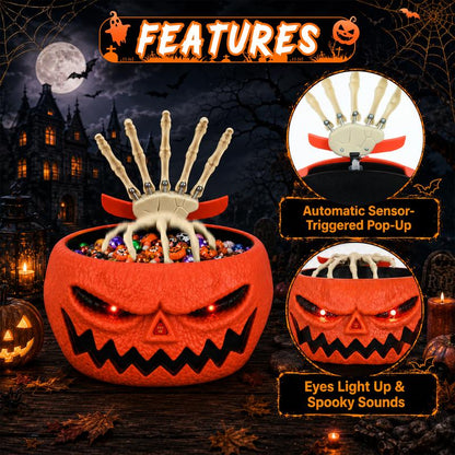 Halloween Animated Pumpkin Candy Bowl